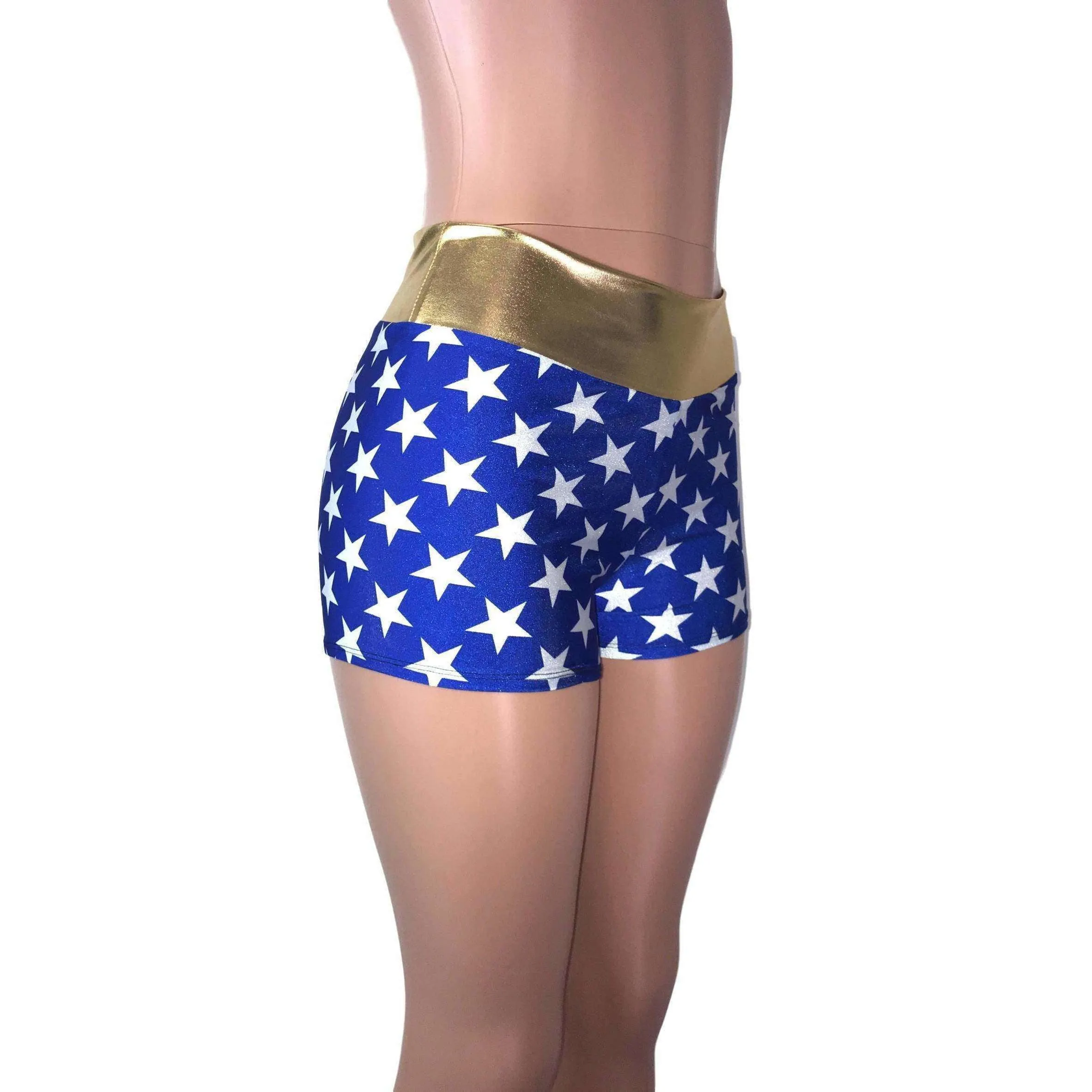 MID Rise Booty Shorts - Wonder Woman Inspired