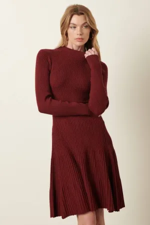 MOCK NECK SWEATER FLARE DRESS