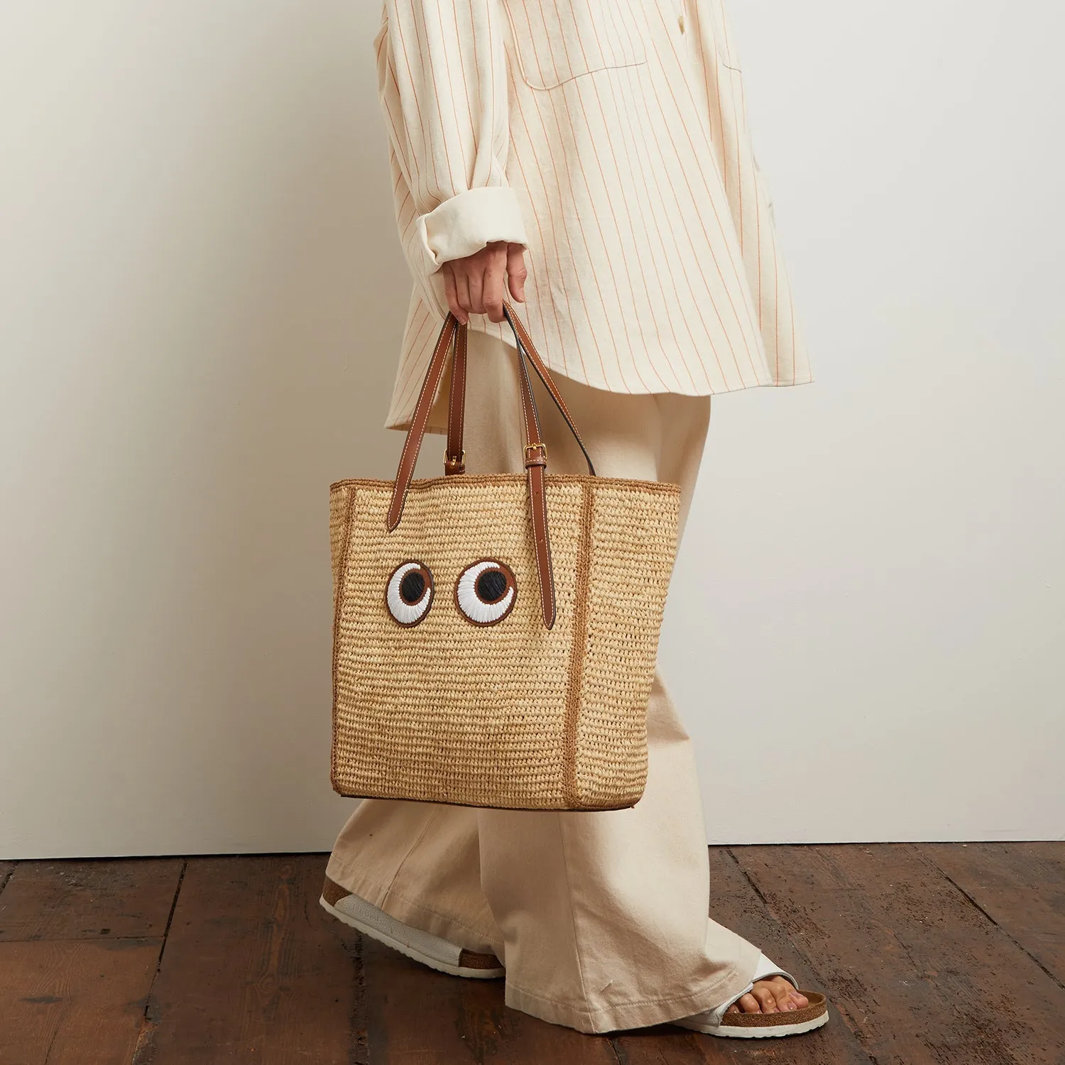 N/S Raffia Eyes Small Tote