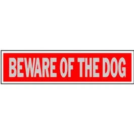 "Beware Of Dog" Sign, Red Aluminum, 2 x 8-In.