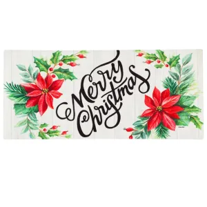 "Merry Christmas" Poinsettias Sassafras Switch Mat Insert