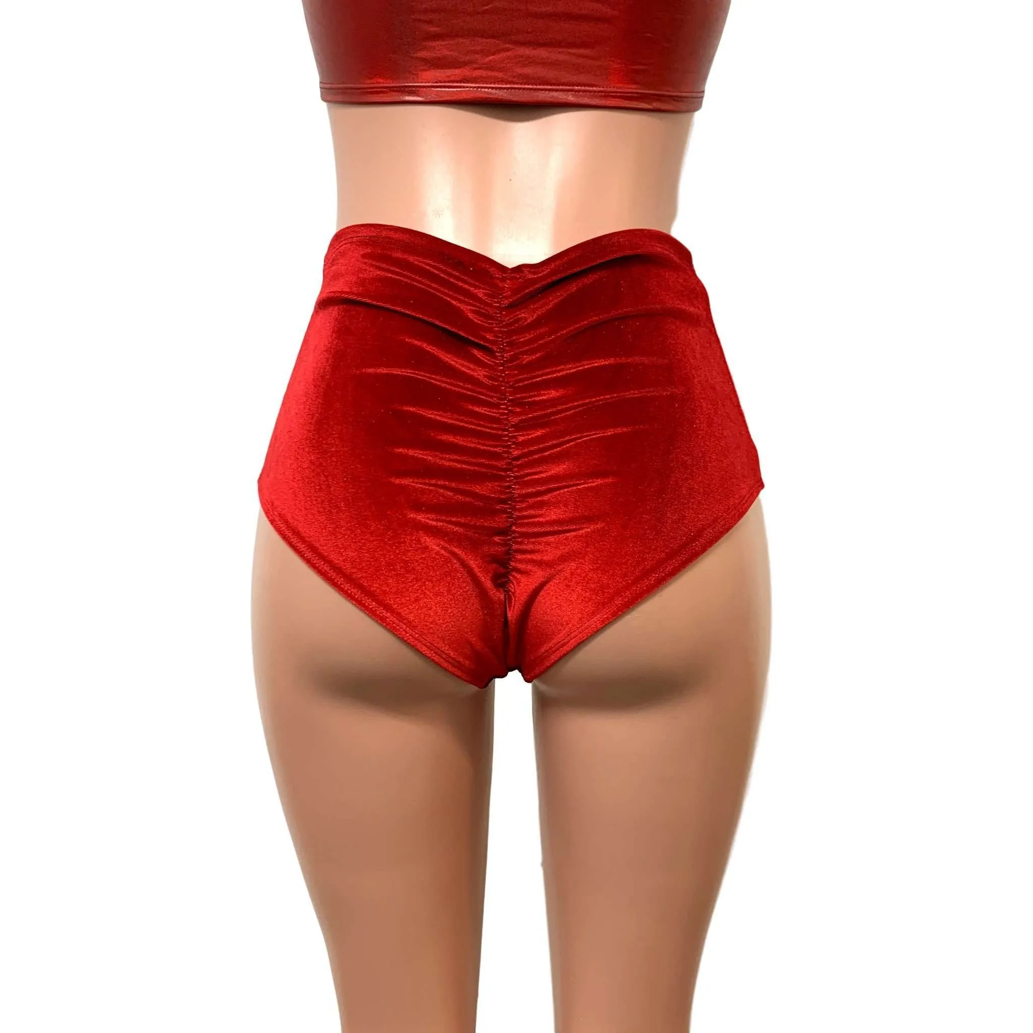 Red Velvet High Waist Scrunch Bikini Bottom