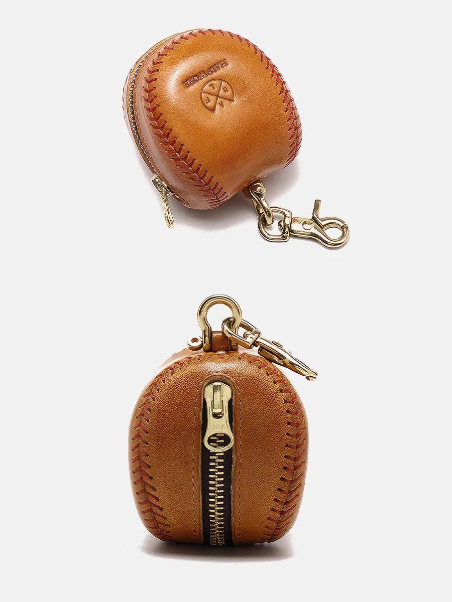 Retro Handmade Baseball Shape Leather Pouch