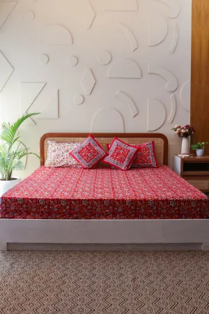 Royal Jaipur Harmony Hand Block Print Premium Cotton Bedsheet with 2 Pillow Covers & 2 Cushion Covers