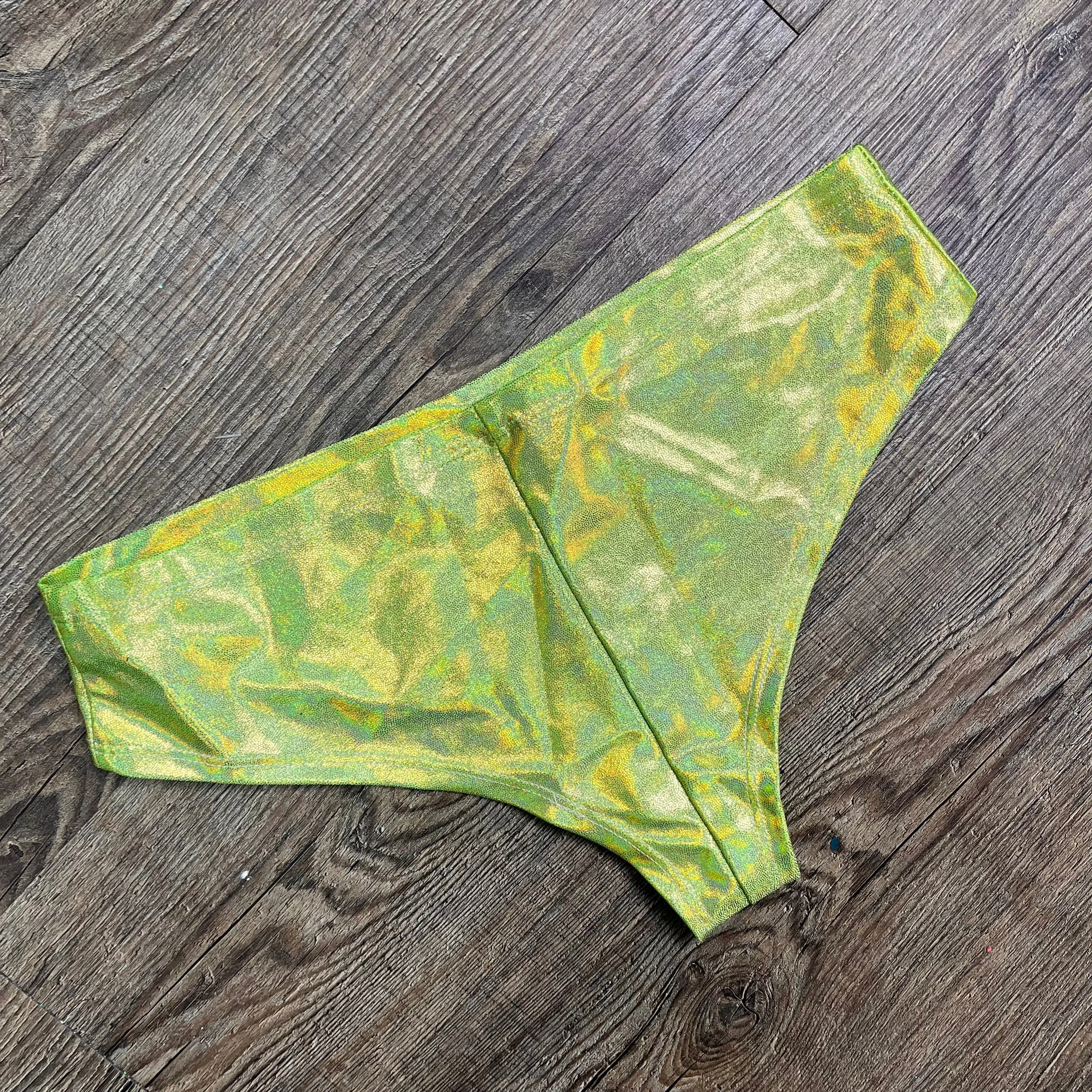 SALE - Lime Green Holographic Cheeky Bikini