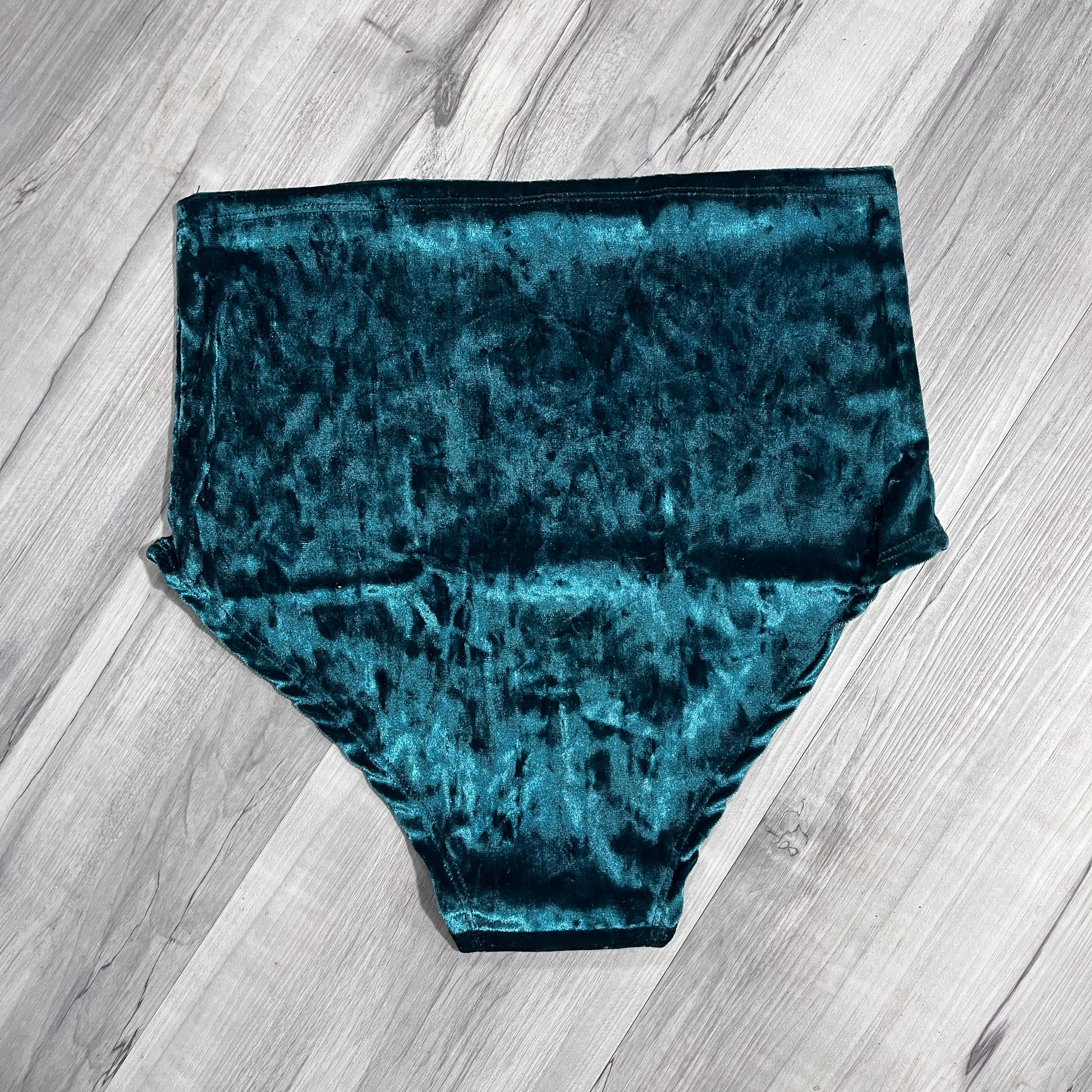 SALE - SMALL - High Waist Hot Pants - Teal Crushed Velvet