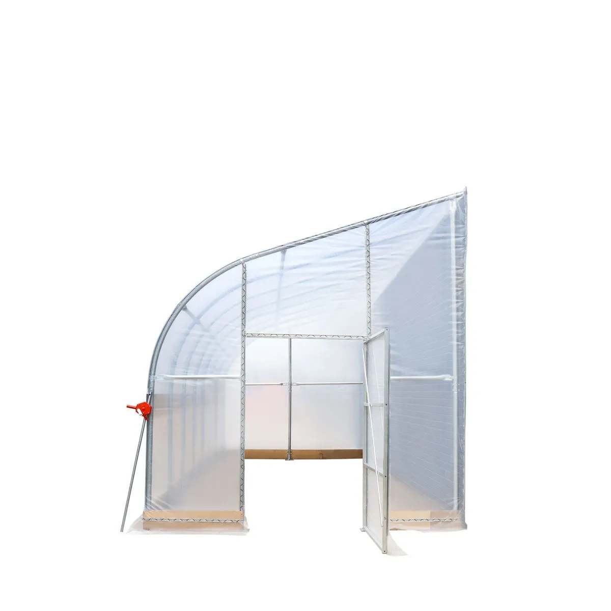 TMG Industrial 10’ x 30’ Lean-To Greenhouse Grow Tent w/6 Mil Clear EVA Plastic Film, Cold Frame, Hand Crank Roll-Up Side, 6-½’ Sidewall, TMG-GHL1030