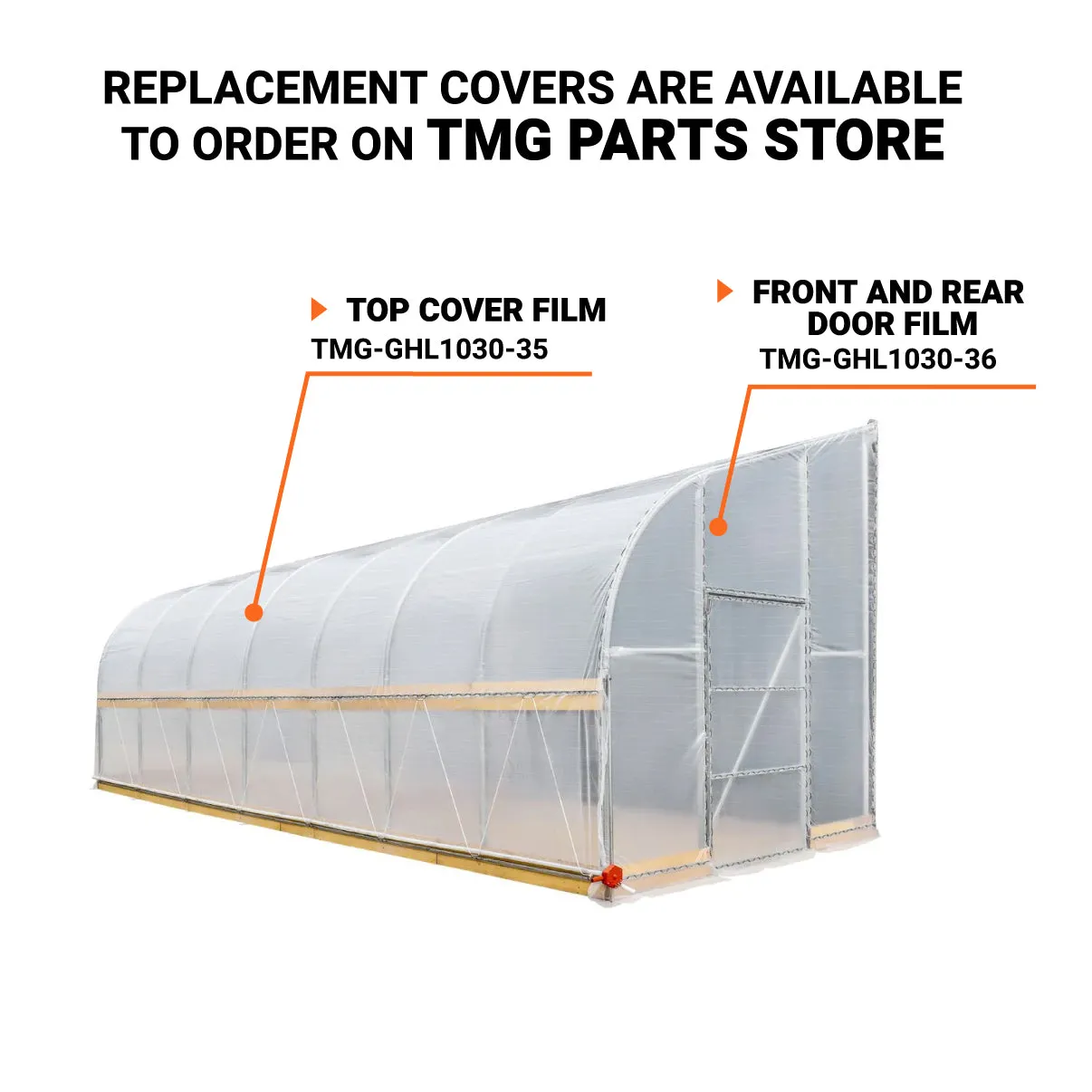 TMG Industrial 10’ x 30’ Lean-To Greenhouse Grow Tent w/6 Mil Clear EVA Plastic Film, Cold Frame, Hand Crank Roll-Up Side, 6-½’ Sidewall, TMG-GHL1030