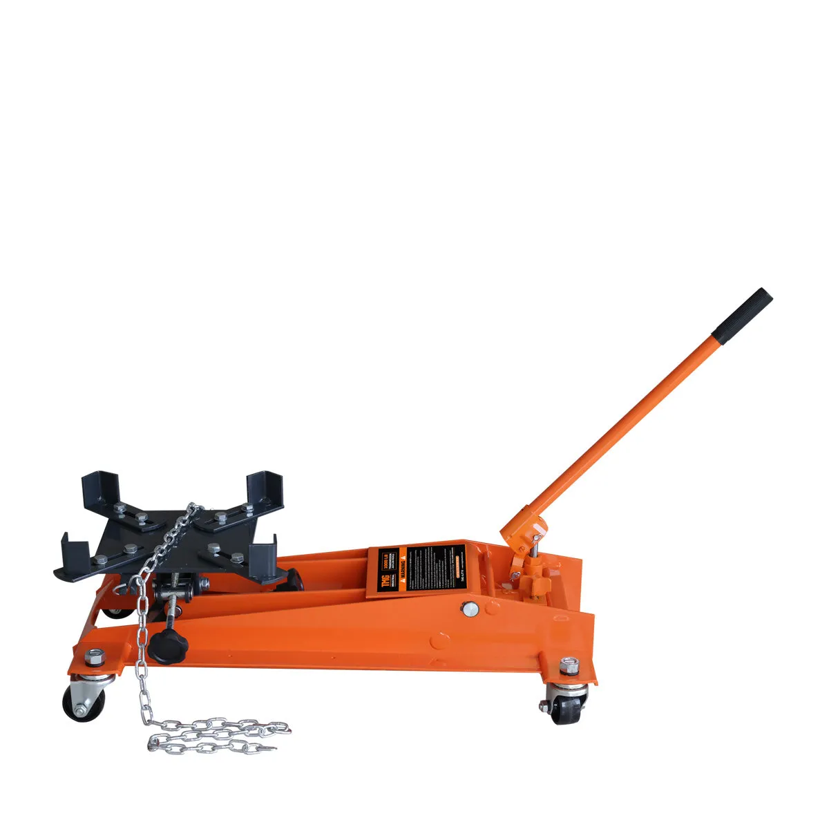 TMG Industrial 1100-lb Low-Profile Transmission Jack, Swivel Casters, 360° Moving Handle, TMG-AJT10