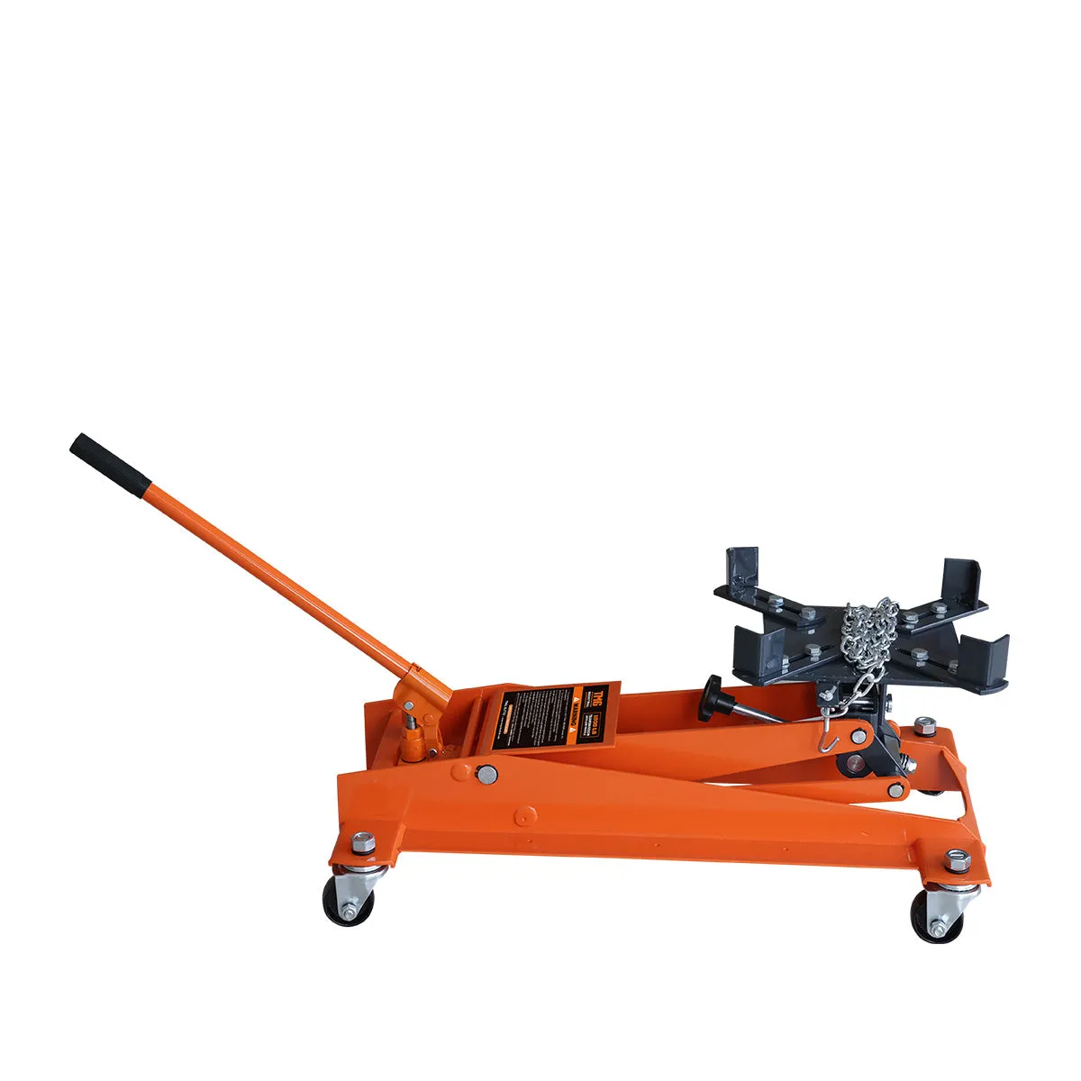 TMG Industrial 1100-lb Low-Profile Transmission Jack, Swivel Casters, 360° Moving Handle, TMG-AJT10