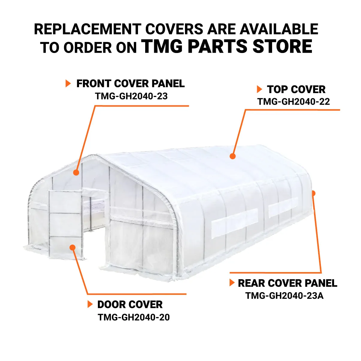 TMG Industrial 20’ x 40’ Tunnel Greenhouse Grow Tent w/12 Mil Ripstop Leno Mesh Cover, Cold Frame, Roll-up Windows, Peak Ceiling Roof, TMG-GH2040