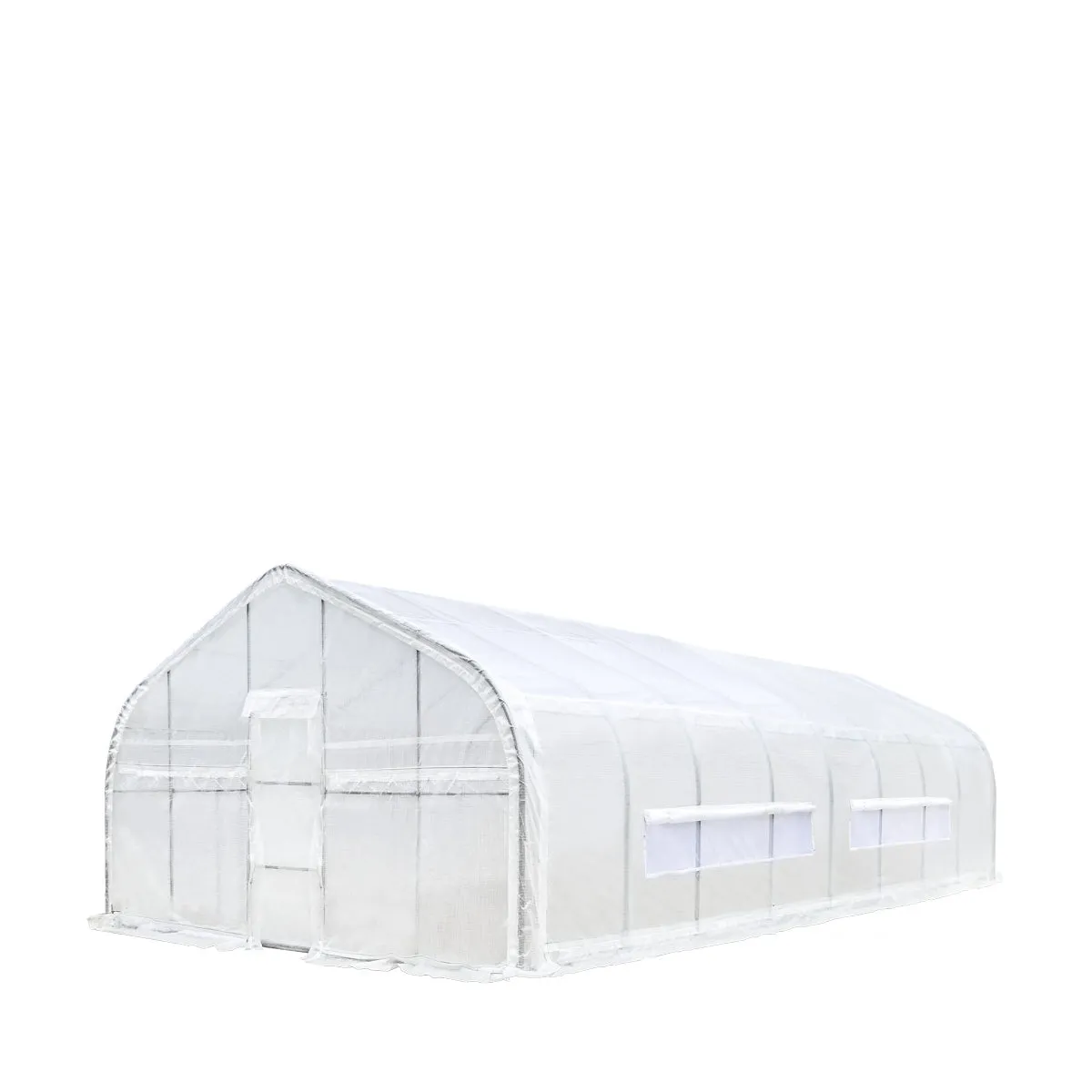 TMG Industrial 20’ x 40’ Tunnel Greenhouse Grow Tent w/12 Mil Ripstop Leno Mesh Cover, Cold Frame, Roll-up Windows, Peak Ceiling Roof, TMG-GH2040