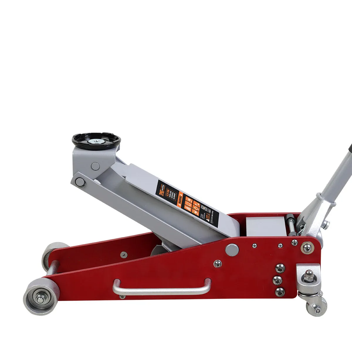 TMG Industrial 2.5 Ton Low Profile Aluminum Floor Jack, 17” Max. Height, 4” Clearance, 360° Caster Pivot, TMG-AJF02A