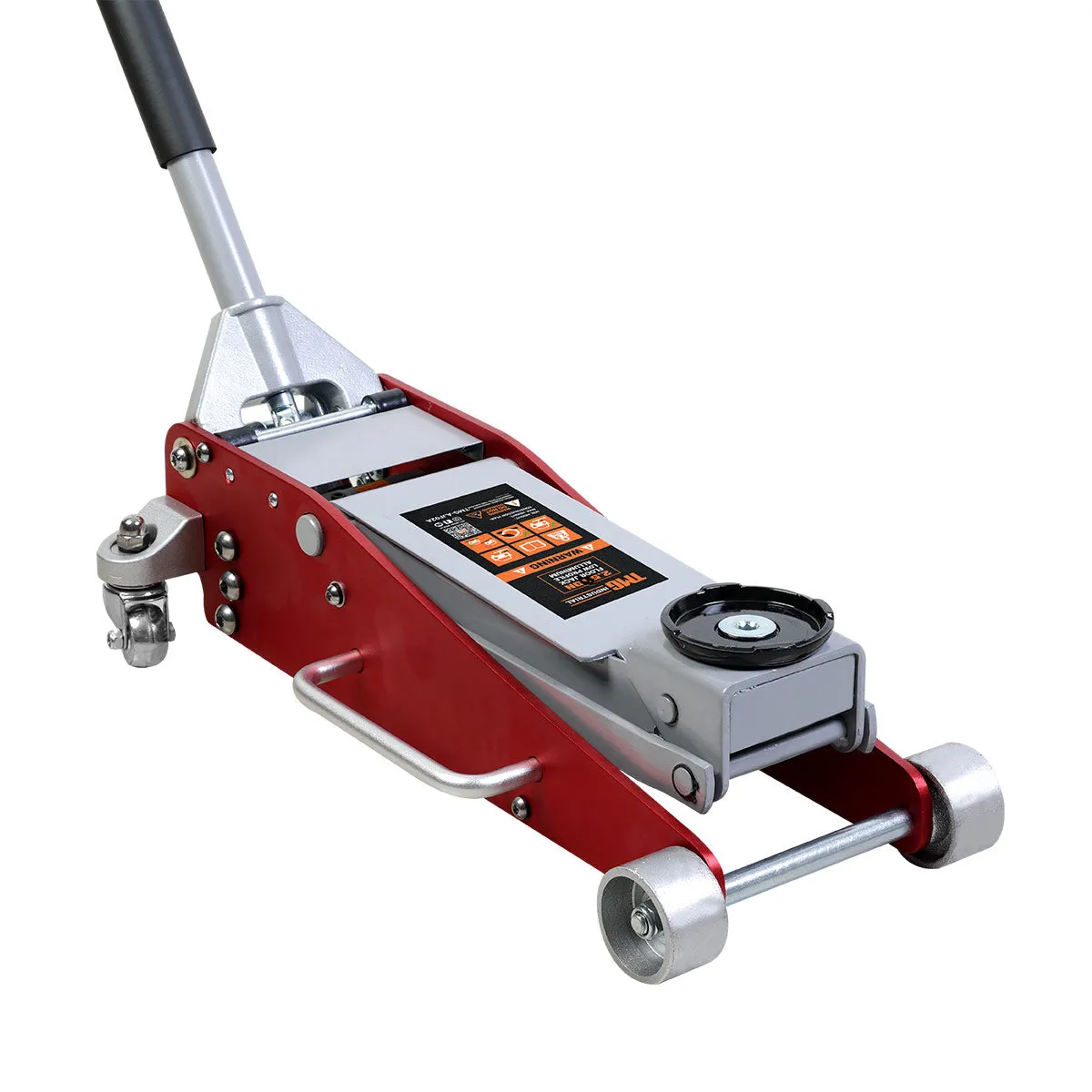 TMG Industrial 2.5 Ton Low Profile Aluminum Floor Jack, 17” Max. Height, 4” Clearance, 360° Caster Pivot, TMG-AJF02A