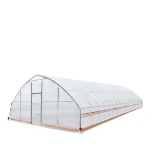 TMG Industrial 25’ x 80’ Tunnel Greenhouse Grow Tent w/6 Mil Clear EVA Plastic Film, Cold Frame, Hand Crank Roll-Up Sides, Peak Ceiling Roof, TMG-GH2580