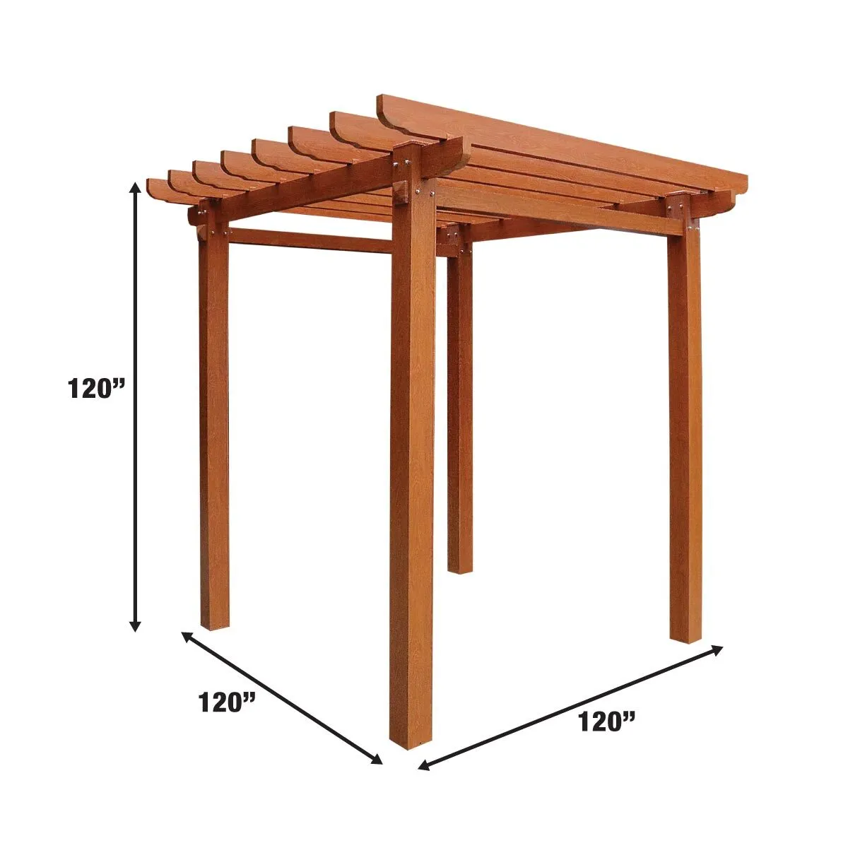 TMG LIVING 10' x 10' Wood Grain Aluminum Pergola, TMG-LPA10