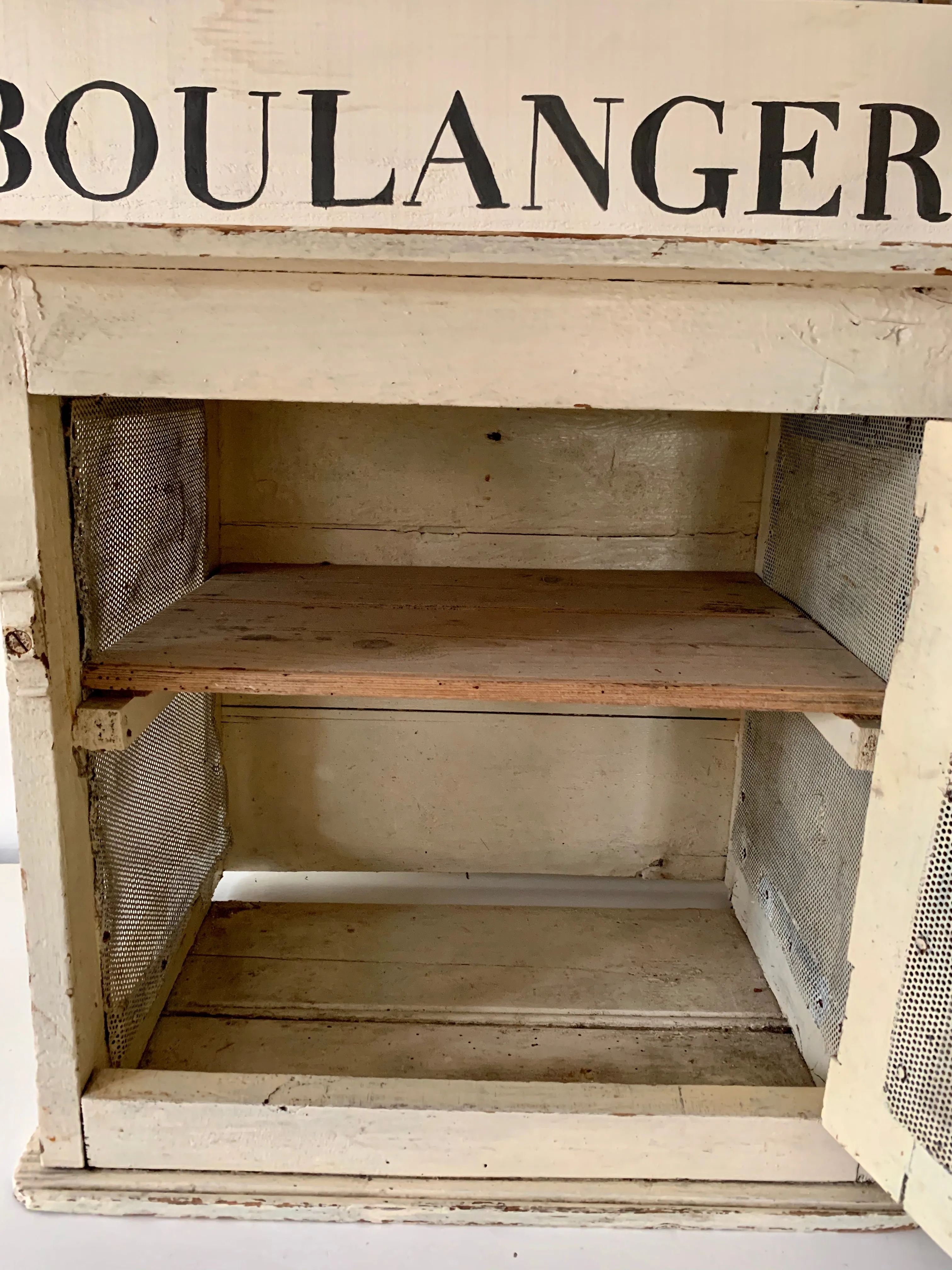 Vintage Antique Wooden Meat Store Safe Cupboard