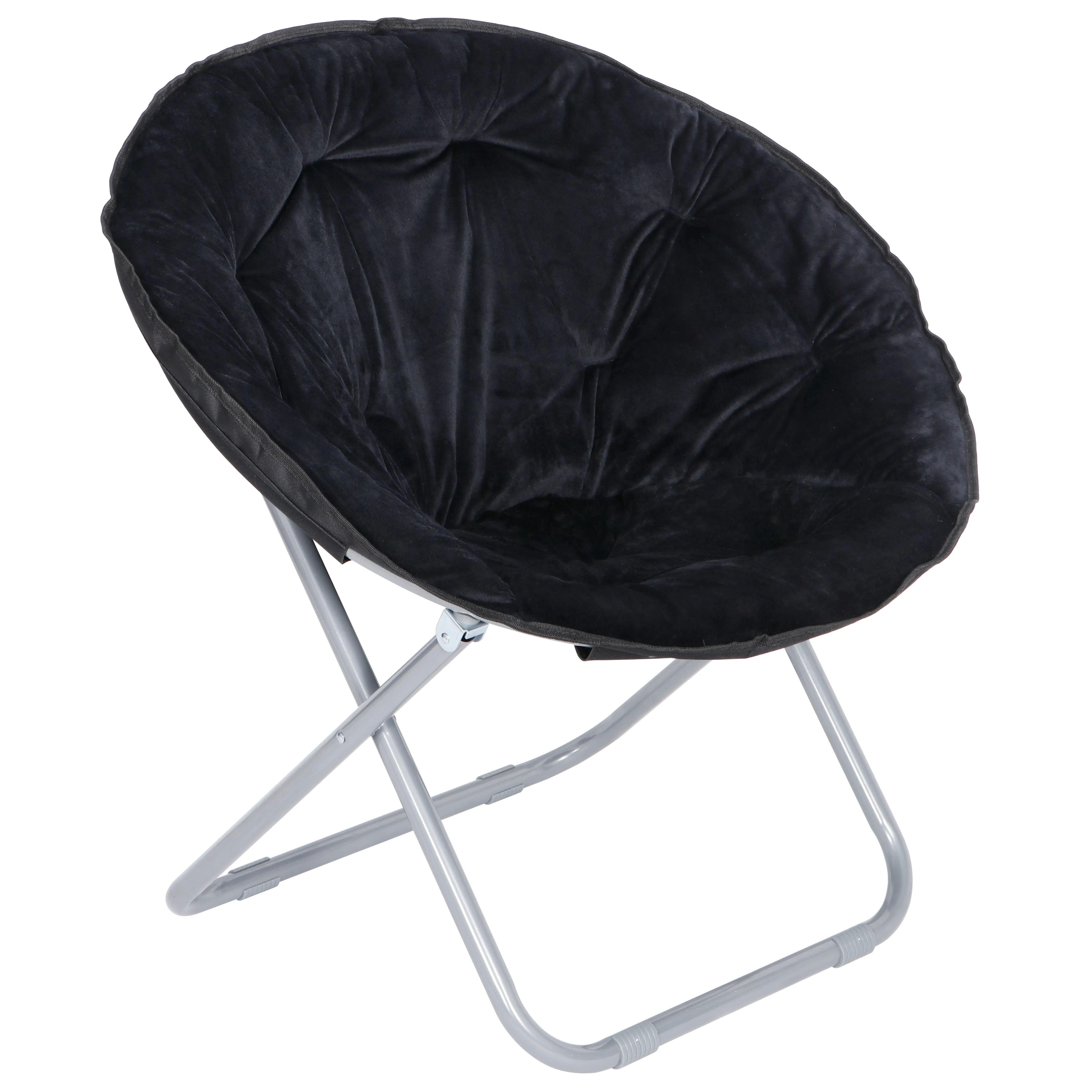 ZENY™ Folding Chair, Adults Kids Portable Faux Fur  Chair, Black