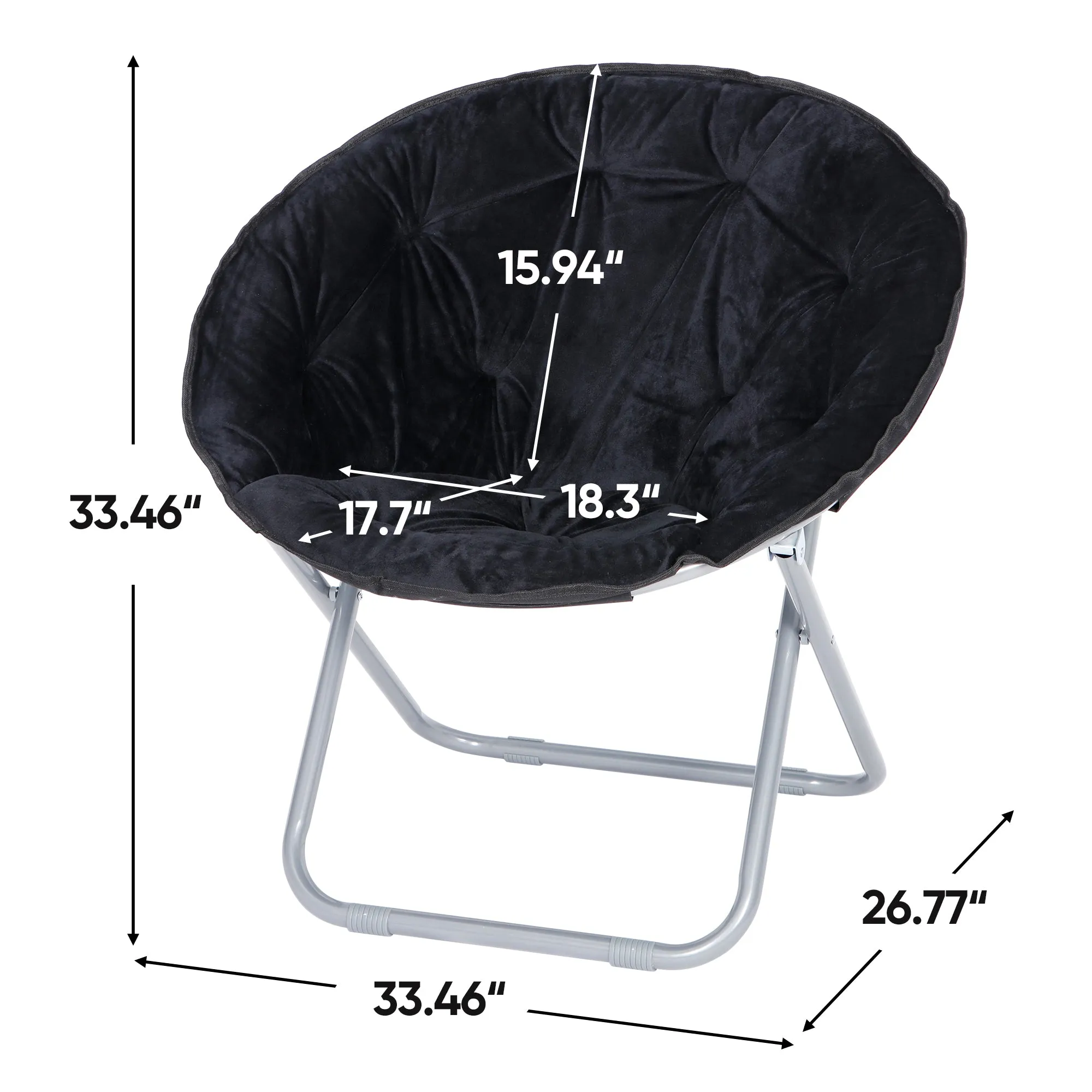 ZENY™ Folding Chair, Adults Kids Portable Faux Fur  Chair, Black