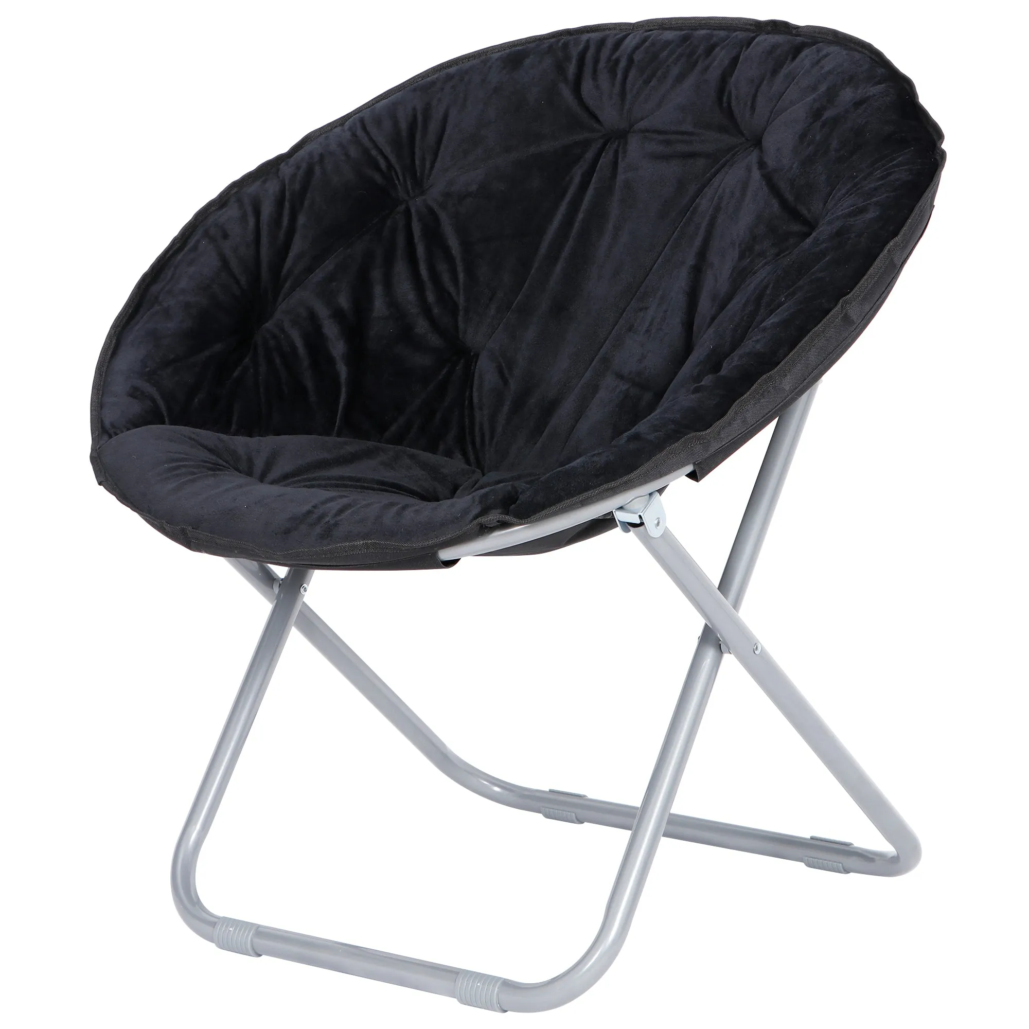 ZENY™ Folding Chair, Adults Kids Portable Faux Fur  Chair, Black